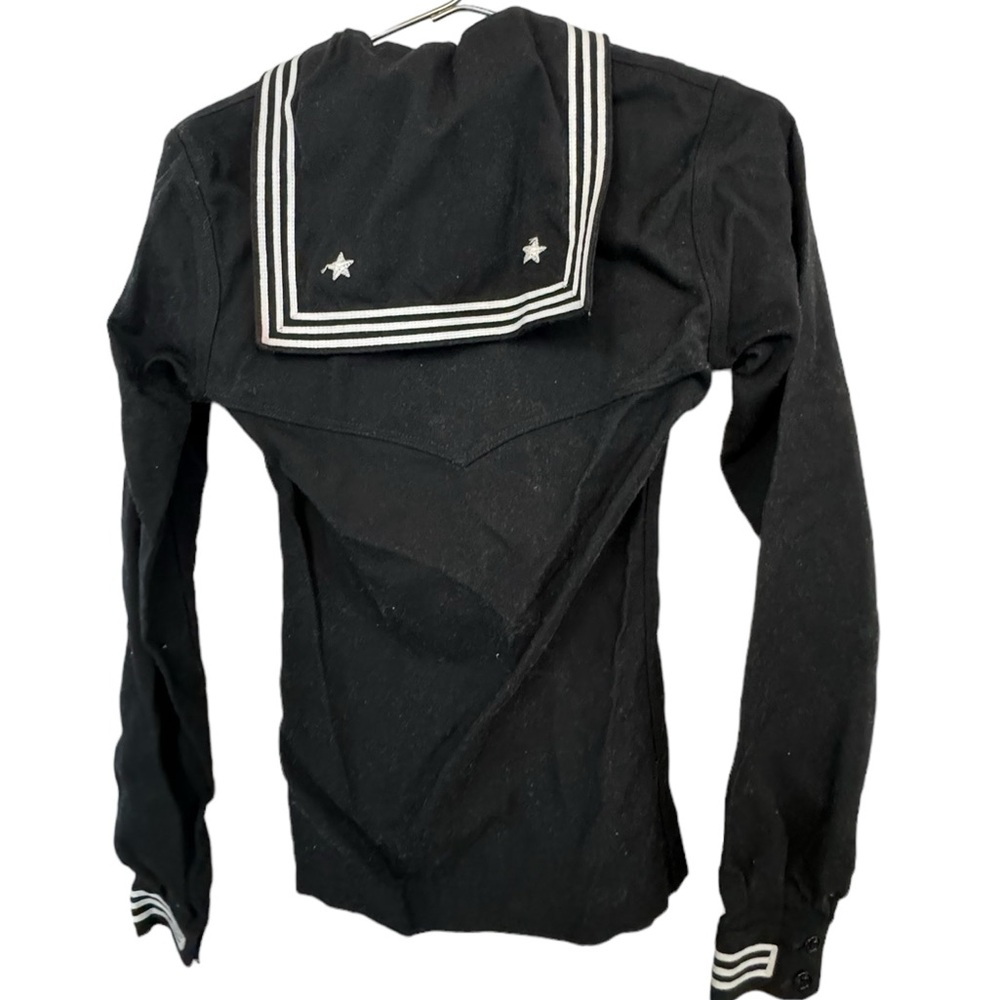 Vintage US NAVY Black Sailor Collar Shirt w/ Star Accents Men’s M MINTY